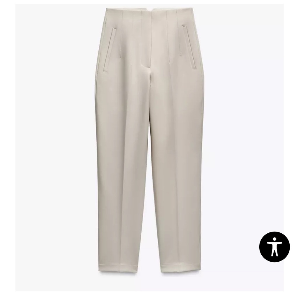 Zara Cream High-Waisted Trousers